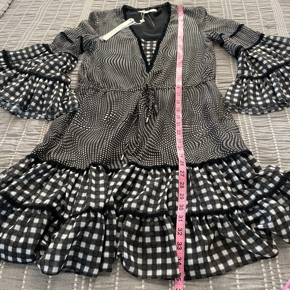 Jonathan Simkhai Dress Mixed Media Black White silk Blend Size XS Romance Flowy - Picture 7 of 10